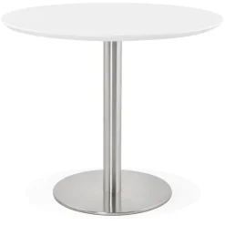 ALTEREGO Petite table de bureau ou à diner ronde 'INDIANA' blanche New