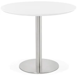 ALTEREGO Petite table de bureau ou à diner ronde 'INDIANA' blanche New