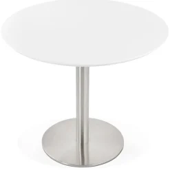 ALTEREGO Petite table de bureau ou à diner ronde 'INDIANA' blanche New