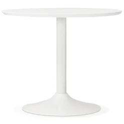 ALTEREGO Petite table de bureau ou à diner ronde 'BARABAR' blanche New