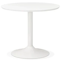 ALTEREGO Petite table de bureau ou à diner ronde 'BARABAR' blanche New
