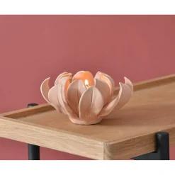 Becquet Photophore fleur ouverte en céramique EXTAR rose Discount
