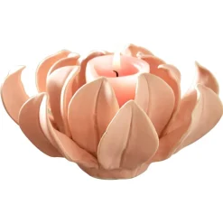 Becquet Photophore fleur ouverte en céramique EXTAR rose Discount
