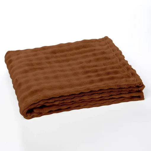 Today Plaid Damier en polyester 130 x 180 MOKA Caramel Outlet