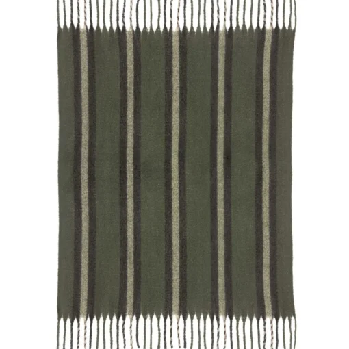 Maison Vivaraise Plaid recyclé Isabel rayé Sapin 130 x 160 Vert pin Clearance