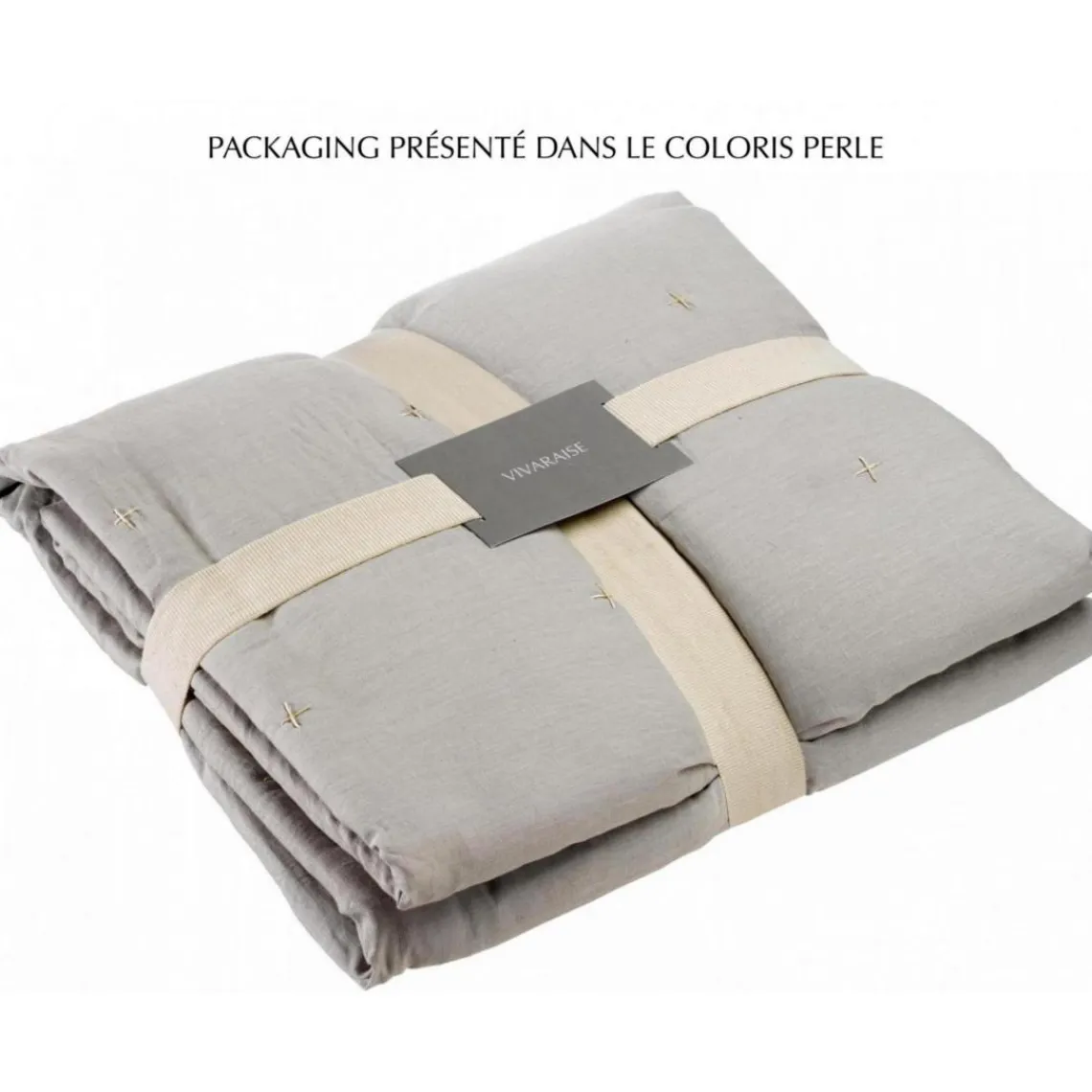 Maison Vivaraise Plaid Uni NALA - Perle 140x200 cm Discount