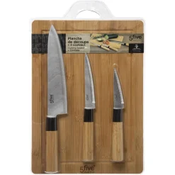 3S. x Home Planche à découper avec couteaux en bambou Discount