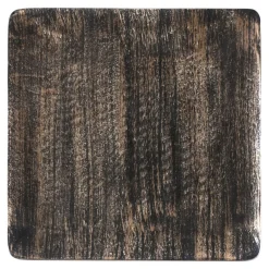 3S. x Home Plat carré décoratif 25 cm bois noir et or Hot