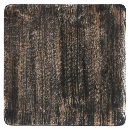 3S. x Home Plat carré décoratif 25 cm bois noir et or Hot