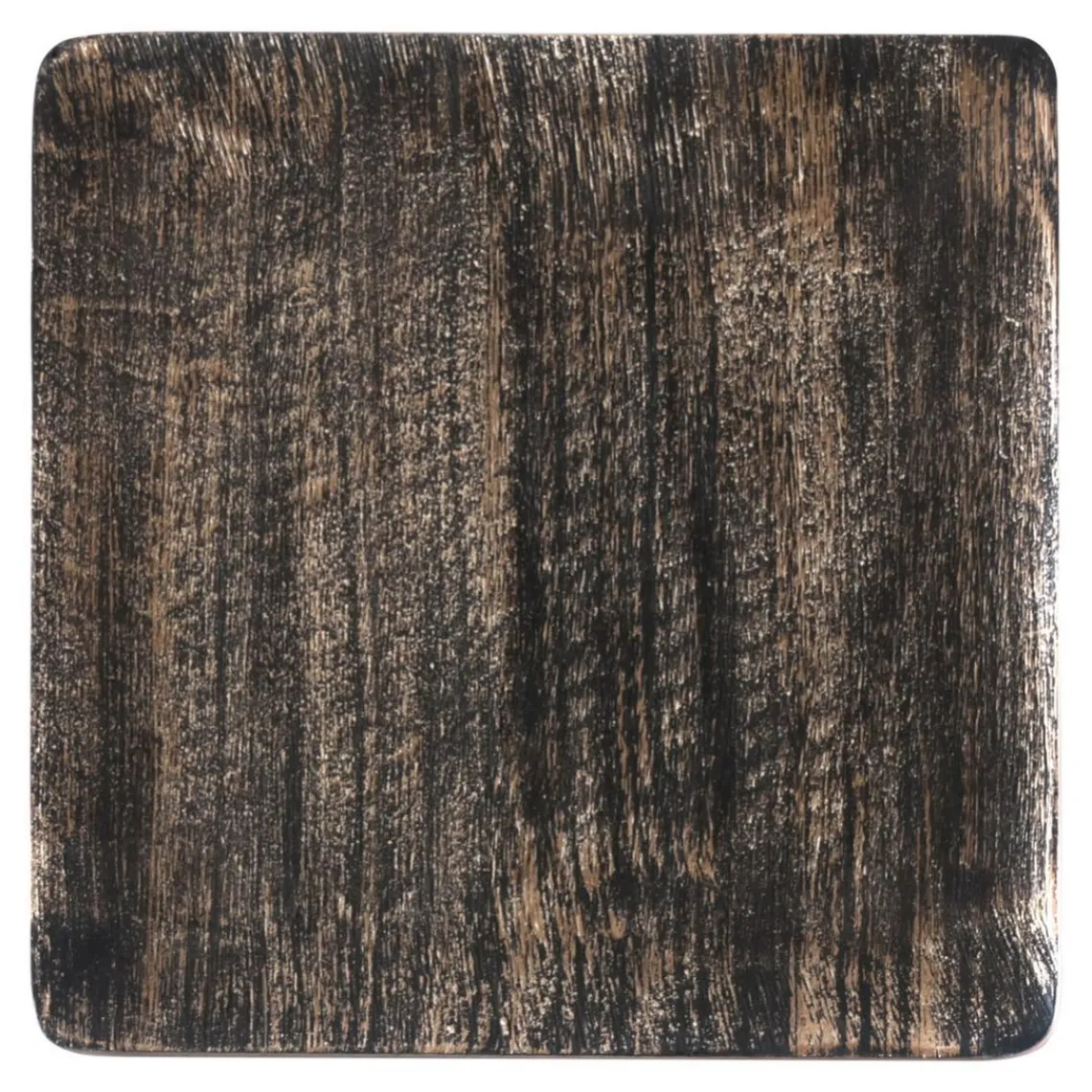 3S. x Home Plat carré décoratif 25 cm bois noir et or Hot