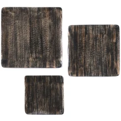 3S. x Home Plat carré décoratif 25 cm bois noir et or Hot