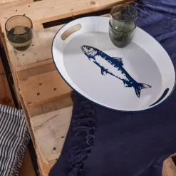 Today Plateau Métal Poisson Bleu 33 x 42 x 4 Best