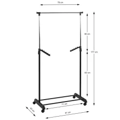 3S. x Home Portant en acier hauteur ajustable par poignée noir Discount