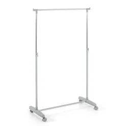3S. x Home Portant réglable en hauteur en tube d'Acier gris avec 1 tringle chromé avec pièces en PVC Gris Hot