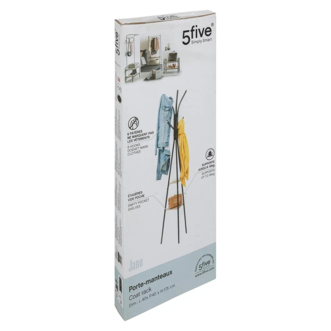 3S. x Home Porte manteau 6 crochets en métal et en bois Sale