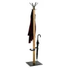 3S. x Home Porte manteau en bois avec crochets et pied métal noir