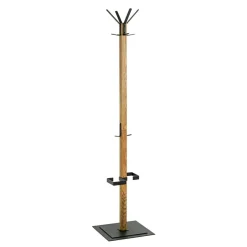 3S. x Home Porte manteau en bois avec crochets et pied métal noir