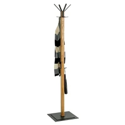 3S. x Home Porte manteau en bois crochets et pied métal noir