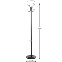 3S. x Home Porte manteau noir avec crochets et porte parapluie en laqué alu New