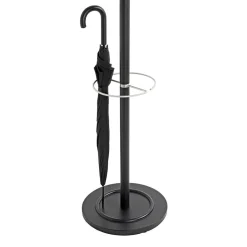 3S. x Home Porte manteau noir avec crochets et porte parapluie en laqué alu New