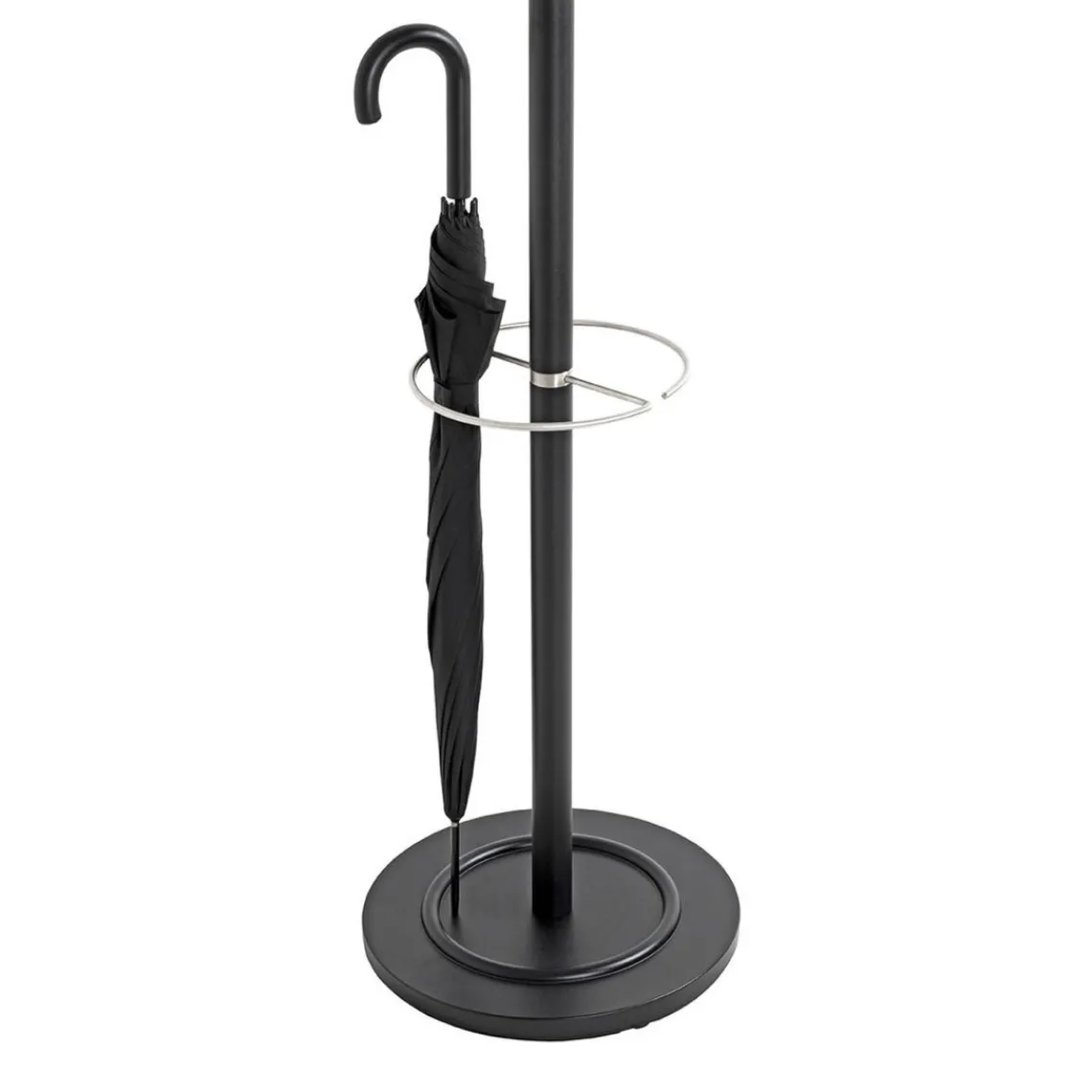 3S. x Home Porte manteau noir avec crochets et porte parapluie en laqué alu New