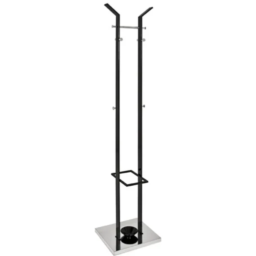 3S. x Home Porte manteau noir laqué pied et tringle chromés