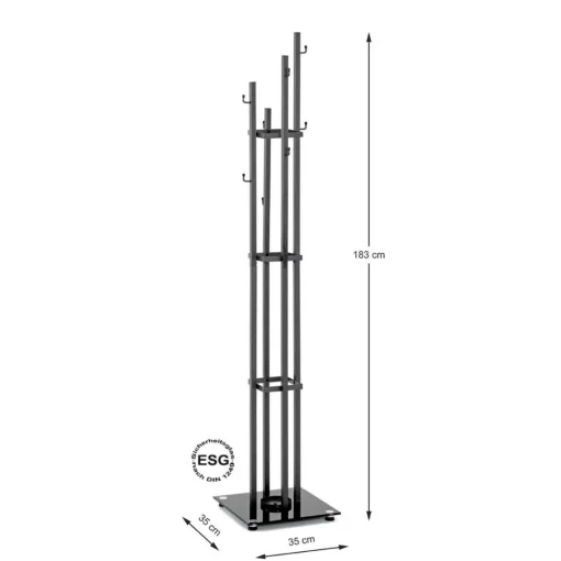 3S. x Home Porte manteau porte parapluie en acier avec socle en verre trempé Best