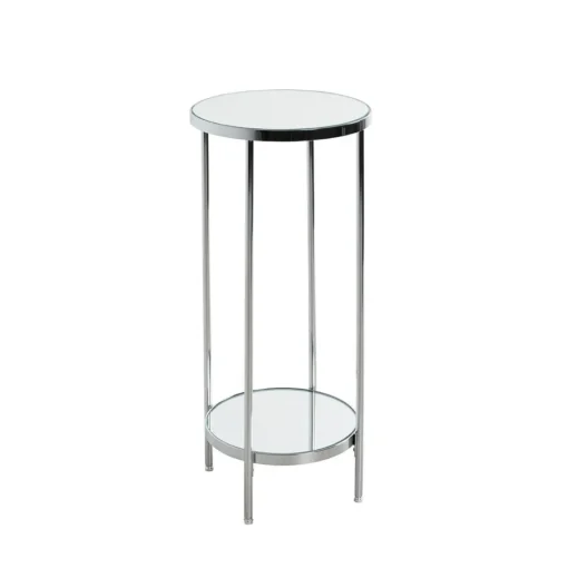 3S. x Home Porte plante en métal chromé et étagères en verre miroir