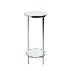 3S. x Home Porte plante en métal chromé et étagères en verre miroir