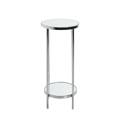 3S. x Home Porte plante en métal chromé et étagères en verre miroir