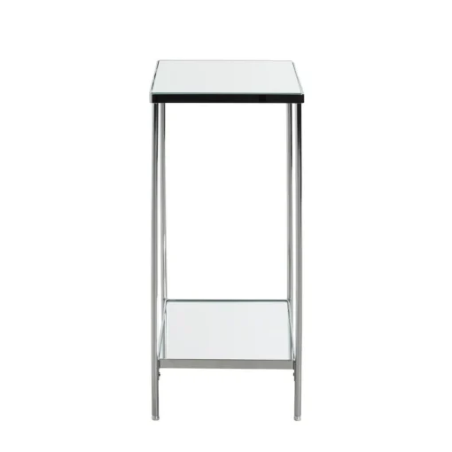 3S. x Home Porte plantes en acier chromé et étagère en verre miroir Best