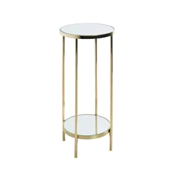 3S. x Home Porte plantes en métal laitonné avec étagères en verre miroir Outlet