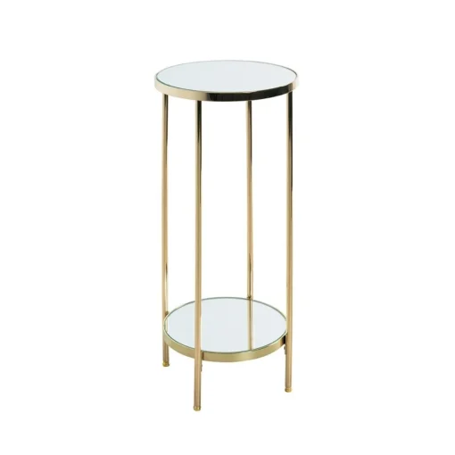3S. x Home Porte plantes en métal laitonné avec étagères en verre miroir Outlet