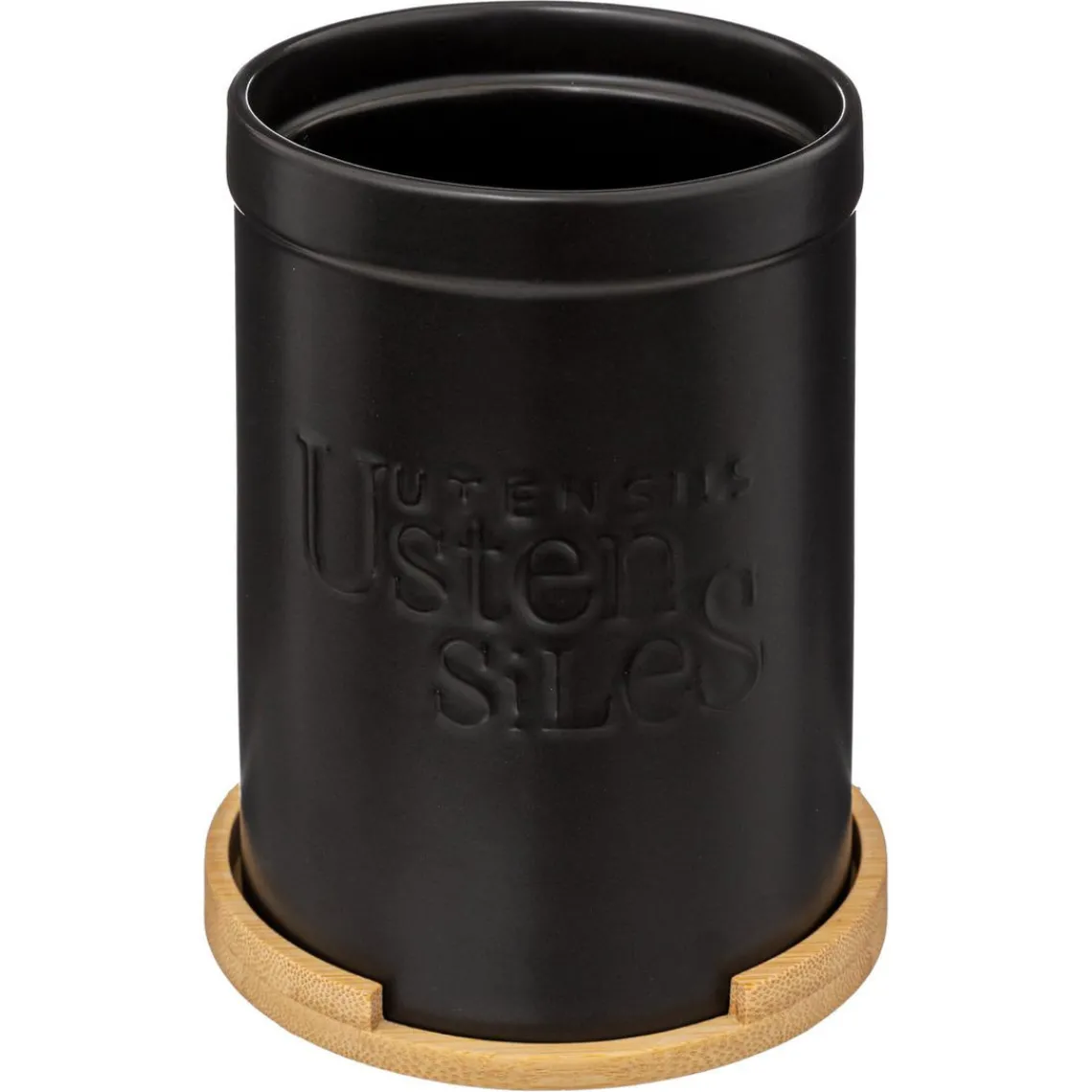 3S. x Home Pot à ustensiles couvercle bambou Noir Clearance