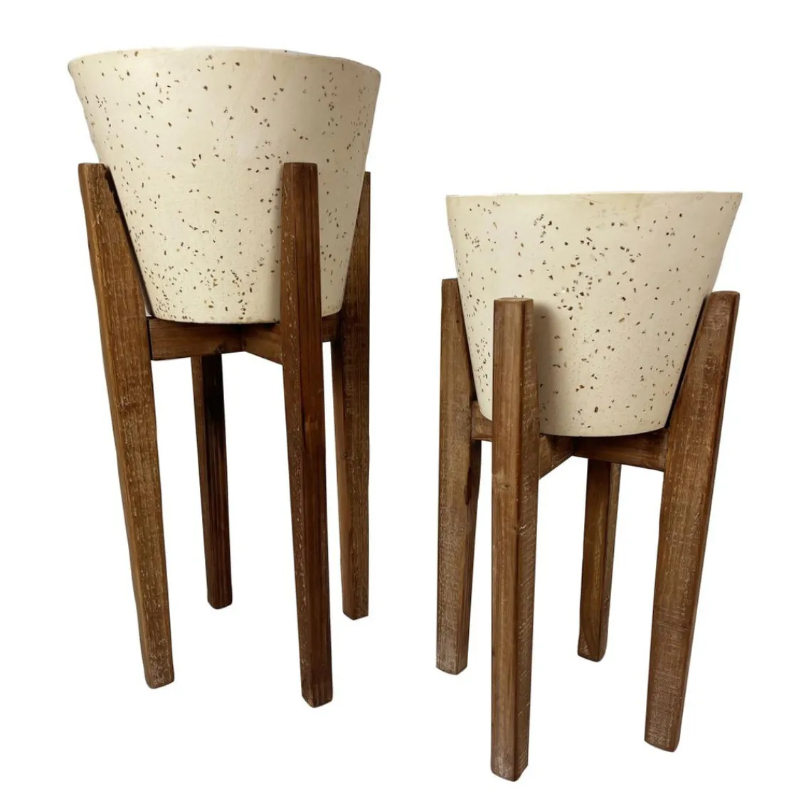 Becquet Pot Décoratif moyen en Bois et résine Plant Up Beige Online