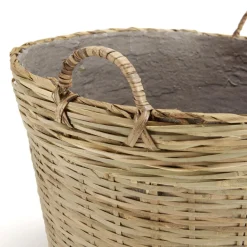 Macabane Pot de fleur ovale grand modèle en bambou naturel HECTOR Beige Online