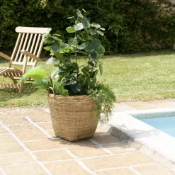 Macabane Pot de fleur ovale grand modèle en bambou naturel HECTOR Beige Online