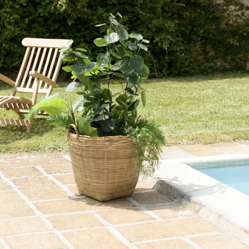 Macabane Pot de fleur ovale grand modèle en bambou naturel HECTOR Beige Online