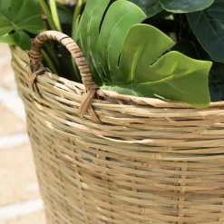 Macabane Pot de fleur ovale grand modèle en bambou naturel HECTOR Beige Online