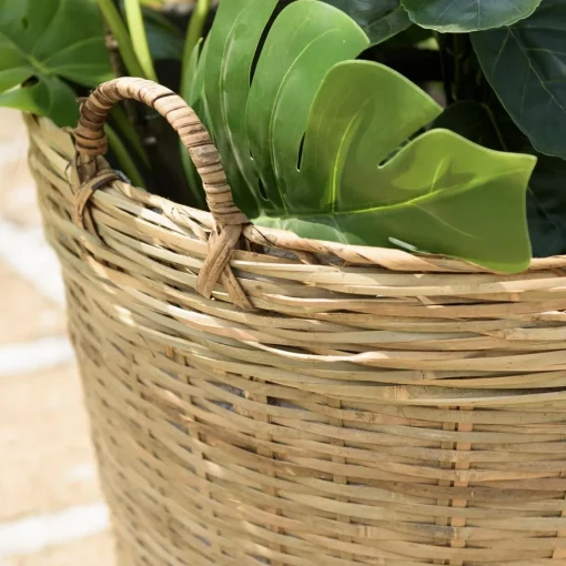 Macabane Pot de fleur ovale grand modèle en bambou naturel HECTOR Beige Online