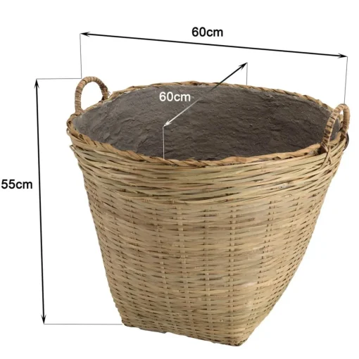 Macabane Pot de fleur ovale grand modèle en bambou naturel HECTOR Beige Online