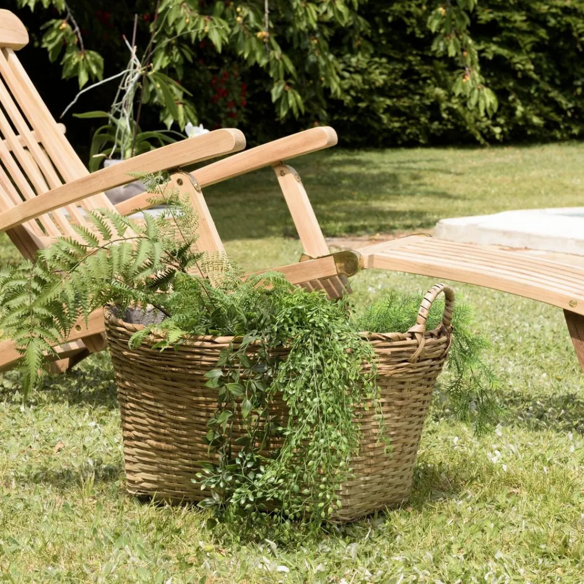 Macabane Pot de fleur ovale petit modèle en bambou naturel HECTOR Beige Best