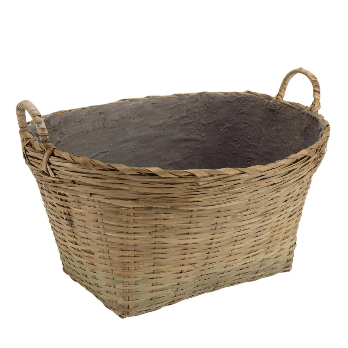 Macabane Pot de fleur ovale petit modèle en bambou naturel HECTOR Beige Best