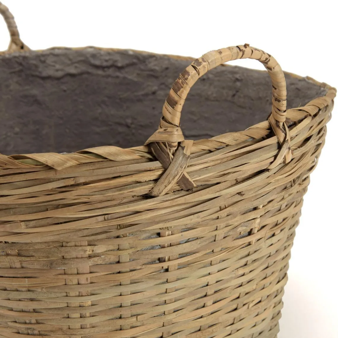 Macabane Pot de fleur ovale petit modèle en bambou naturel HECTOR Beige Best