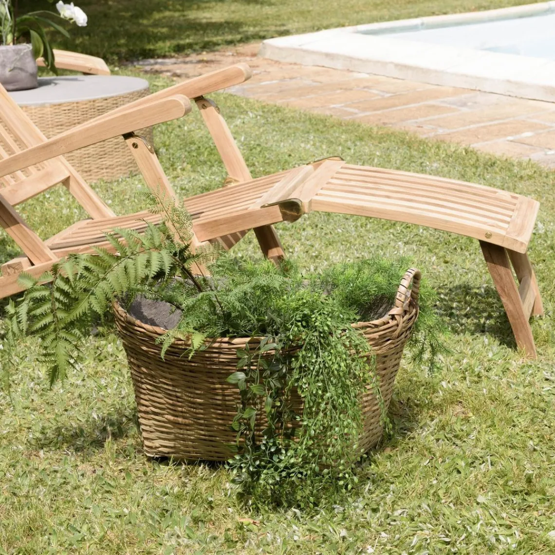 Macabane Pot de fleur ovale petit modèle en bambou naturel HECTOR Beige Best