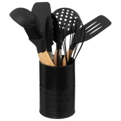 3S. x Home Pot métal noir à ustensiles avec 7 accessoires Clearance