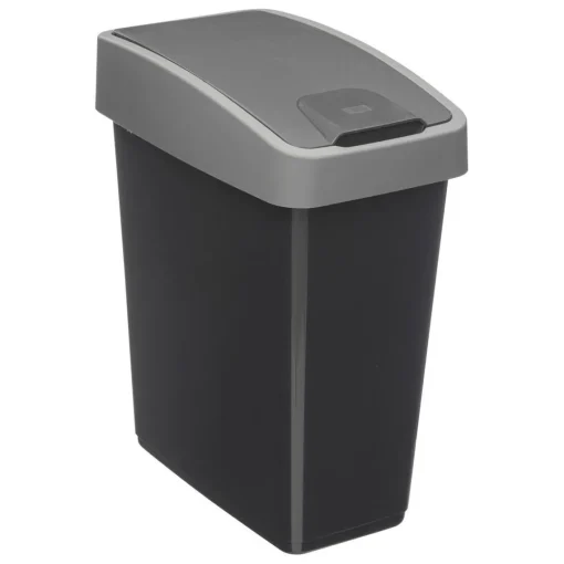 3S. x Home Poubelle 2 ouvertures plastique 45L gris New