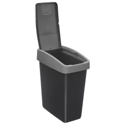 3S. x Home Poubelle 2 ouvertures plastique 45L gris New