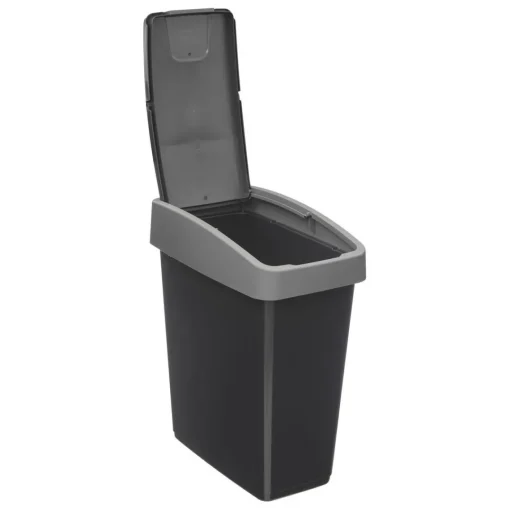 3S. x Home Poubelle 2 ouvertures plastique 45L gris New