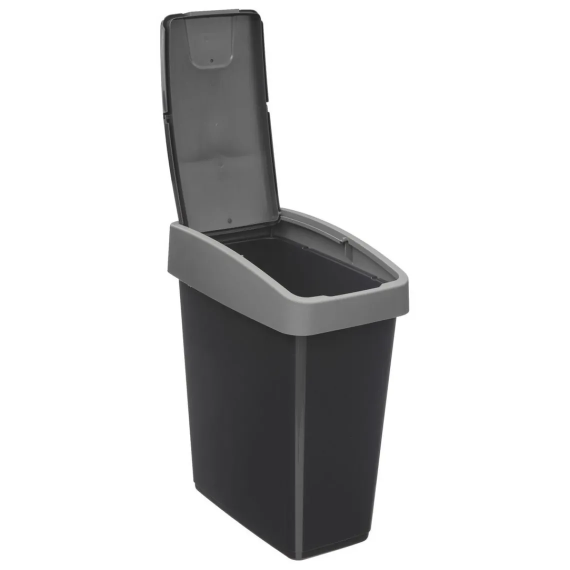 3S. x Home Poubelle 2 ouvertures plastique 45L gris New